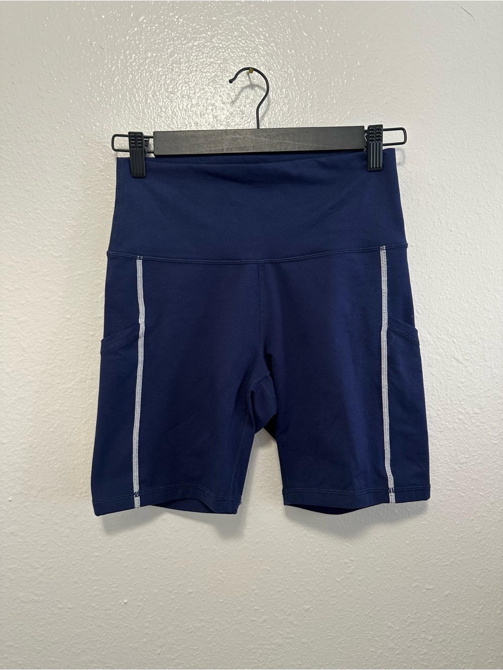 aerie Navy High-Rise Bike Shorts with Side Pockets